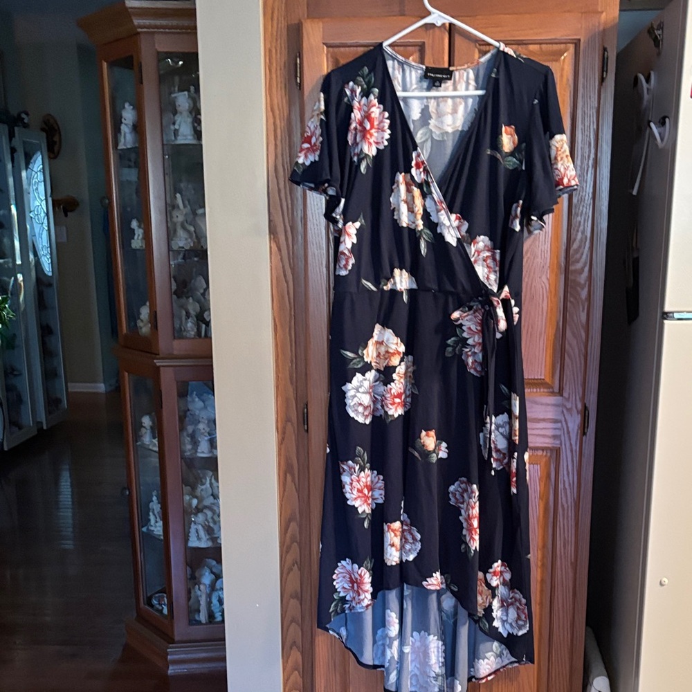 Floral Wrap Dress - Navy